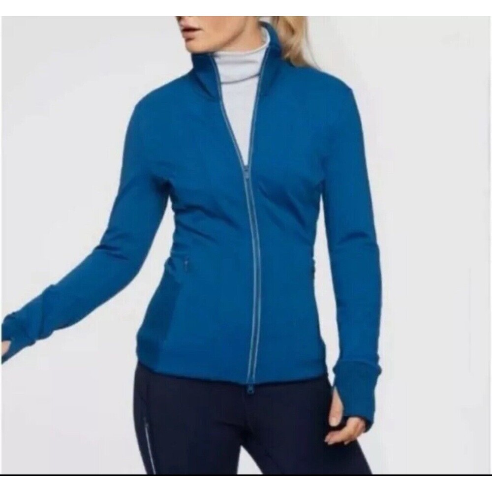 Athleta Ridge Jacket Blue Athleisure Workout Zip Size M Outdoors Sports Active